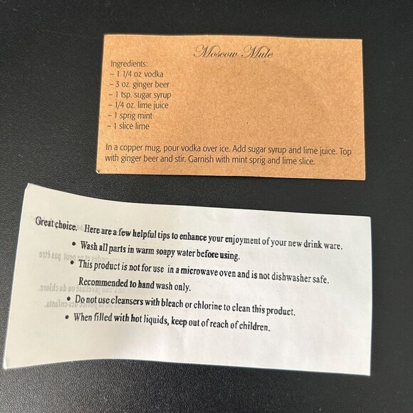 Jim Beam Moscow Mule Mug Copper Metal Cup Handle Barware Recipe NEW - Picture 12 of 13